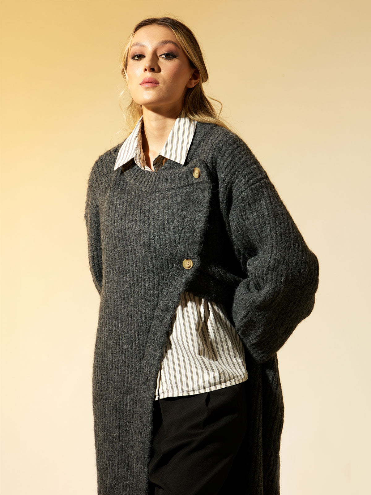 Abrigo Tejido Cuello Redondo